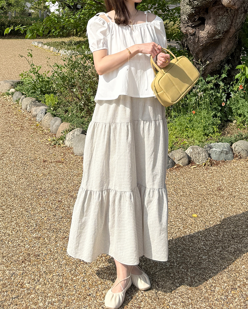 チェックカンカンロングスカート