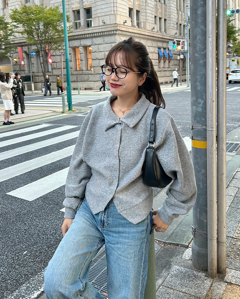 ルーズフィットカラーニットカーディガン