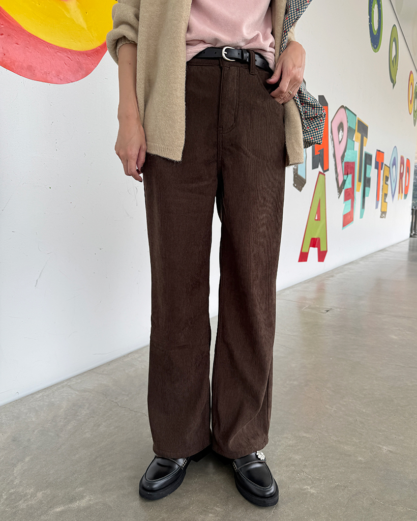 起毛バンディングセミブーツカットコーデュロイパンツ