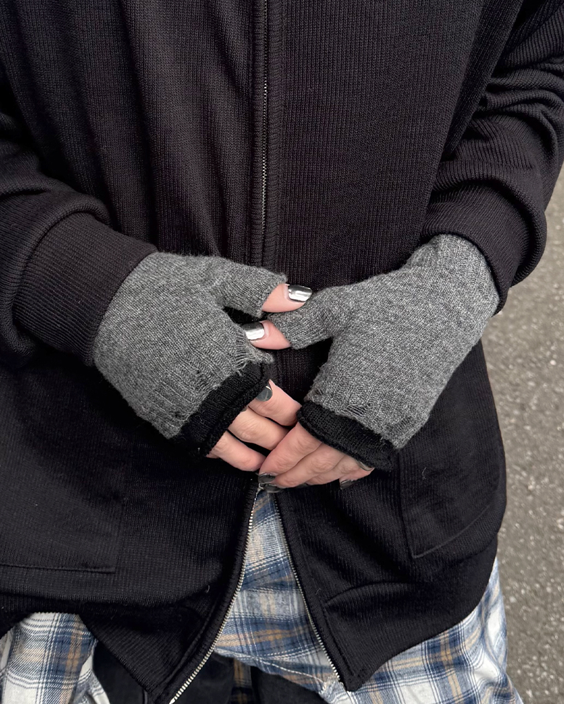 カラー配色フィンガーレス手袋