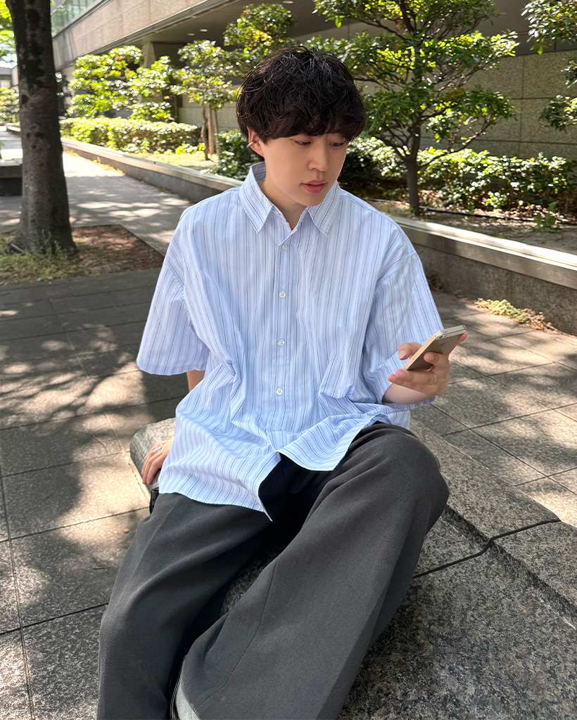 ストライプポイント半袖シャツ