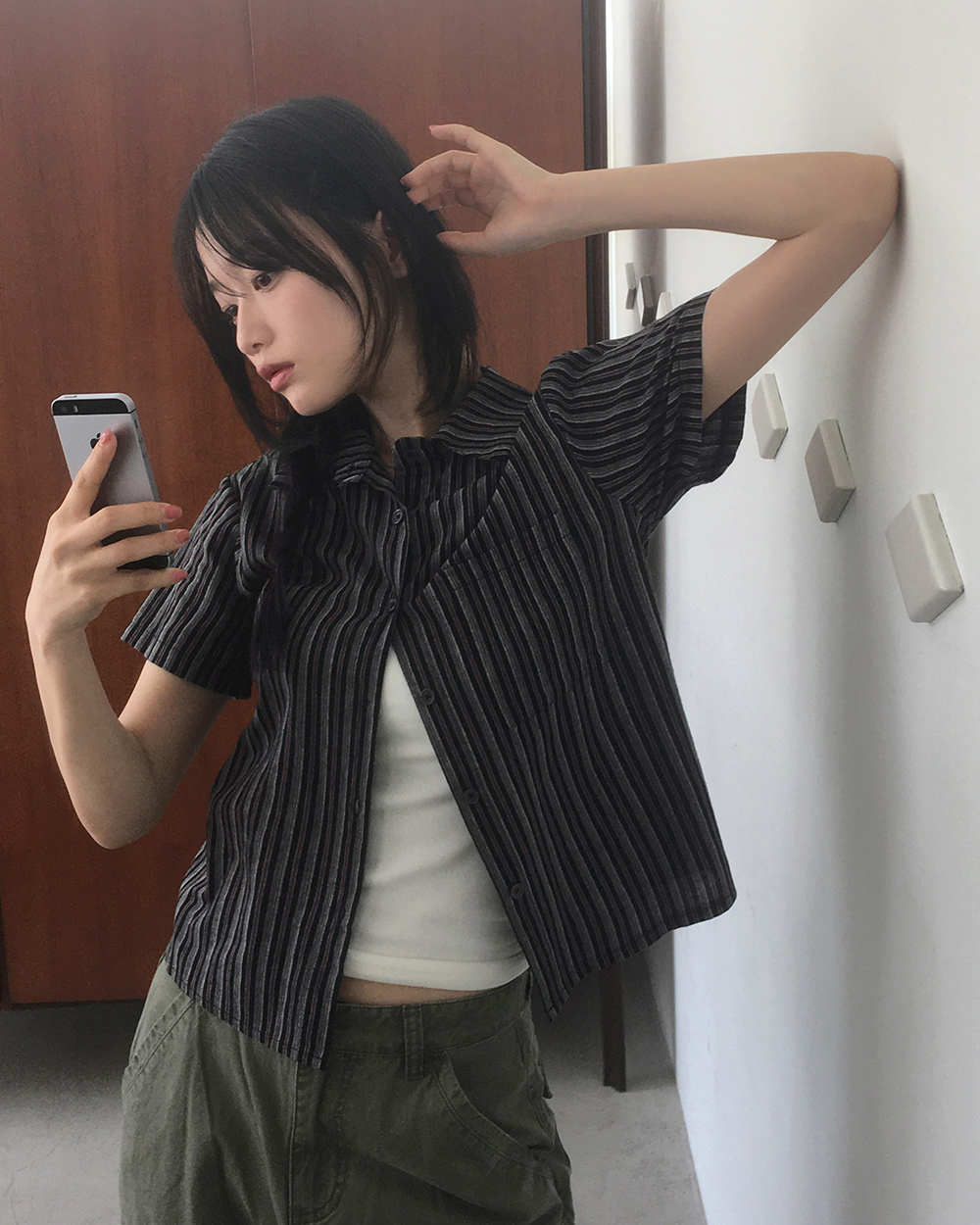 [original]ヴィンテージストライプ ボーダー半袖シャツ