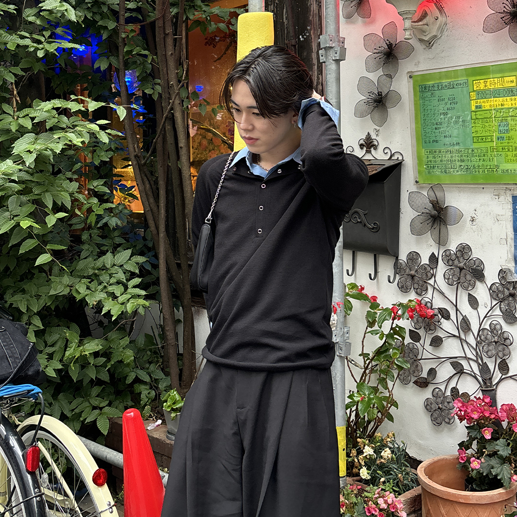 ユニセックス) オープンカラースウェットシャツ | ファッション