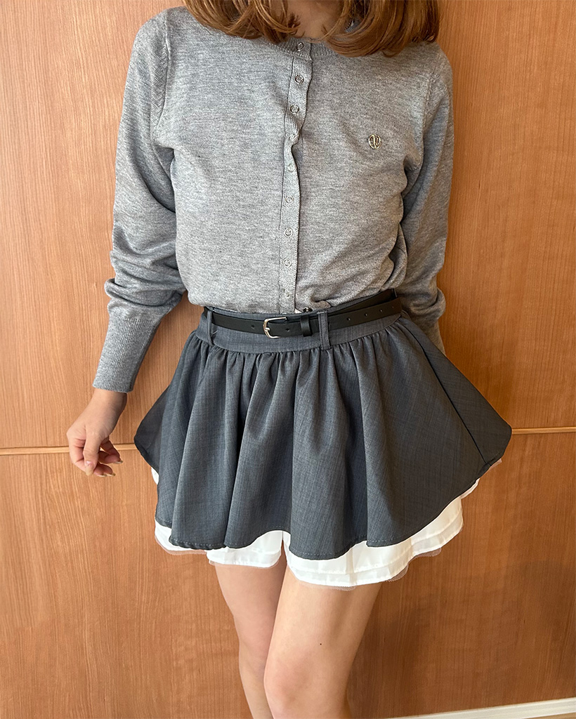 ベルトセットレイヤードミニスカート