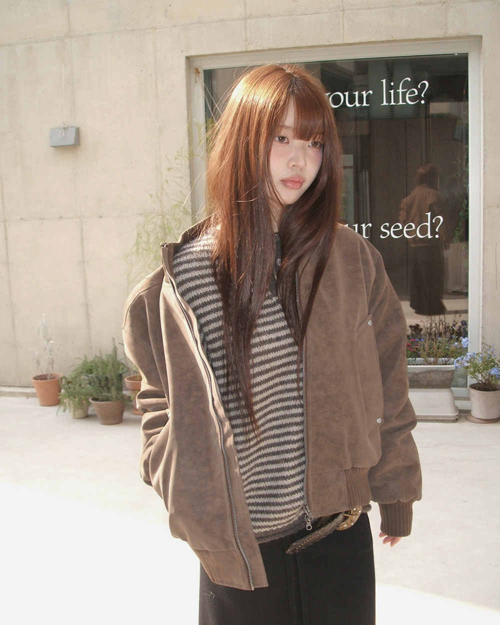 フェイクスエード×ファー切替パーカー