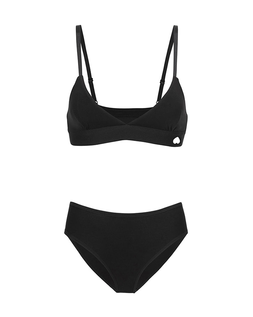 CUT-OUT LOGO BRALETTE SET_BLACK