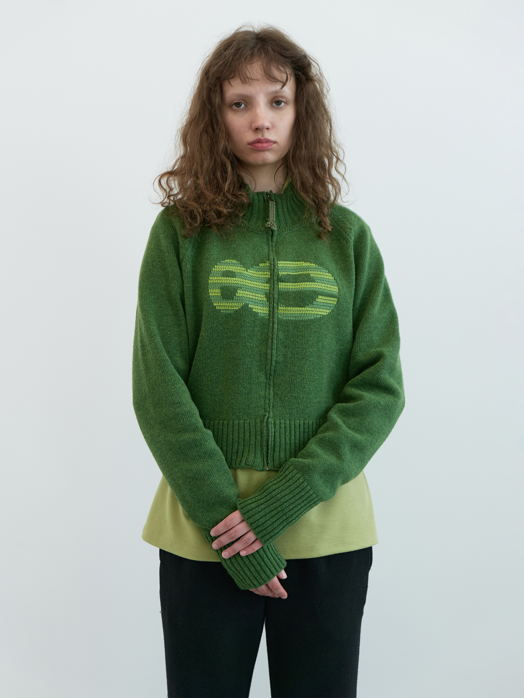 Needle Logo High-neck Zip-up (Green) | ファッション通販サイト NUGU