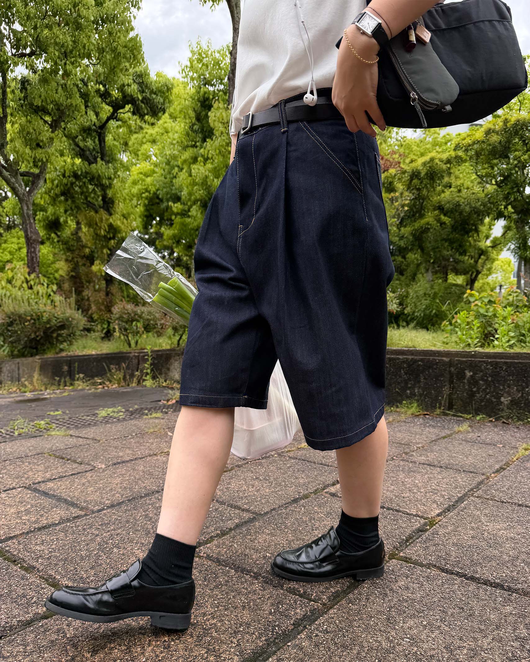 バミューダリジッドデニムパンツ