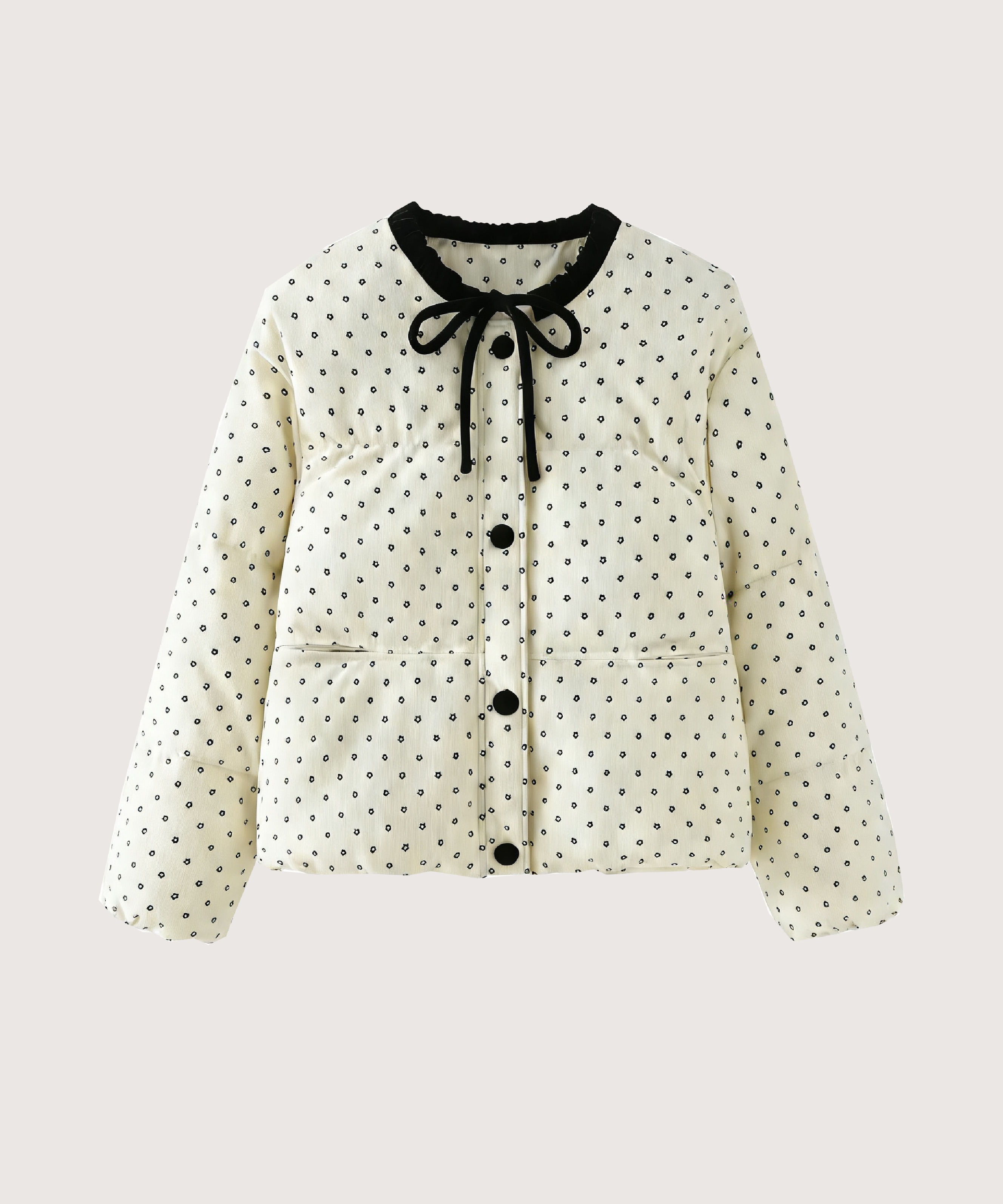 ラウンドカラーパイピングダウンジャケット