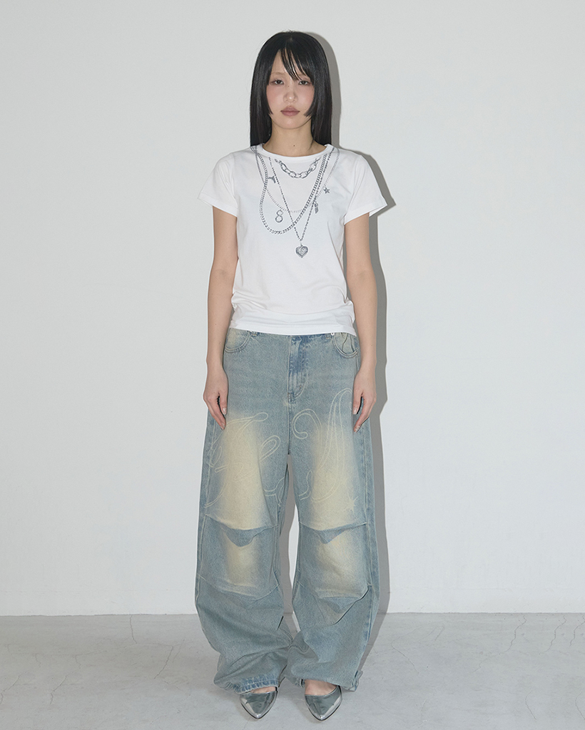 Influencer pick] Angel Vintage Washing Pintuck Pants (Blue