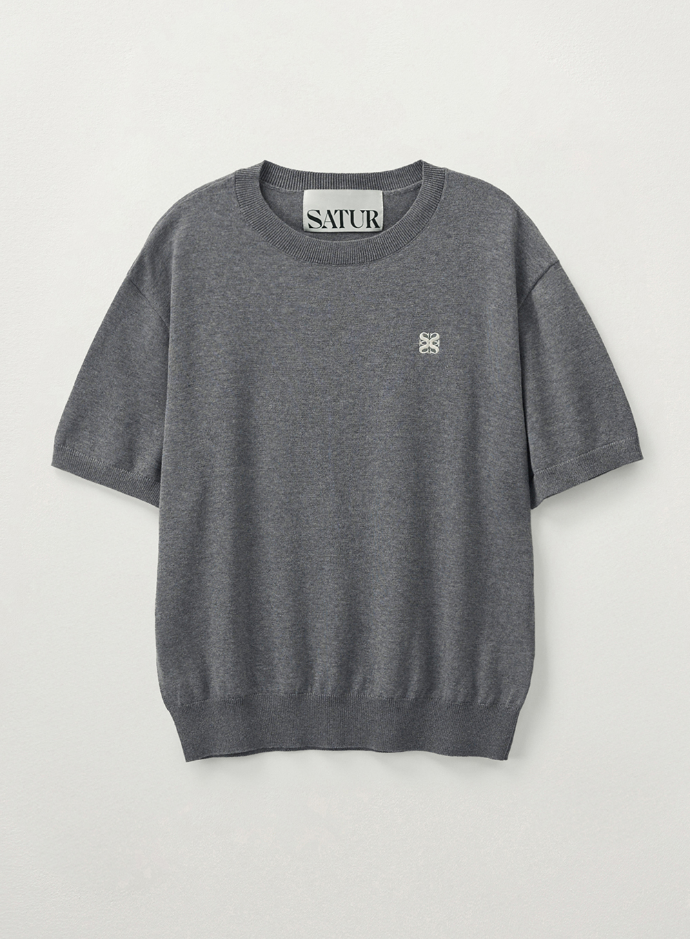 Classic Crew Neck Half Knit - Melange Gray