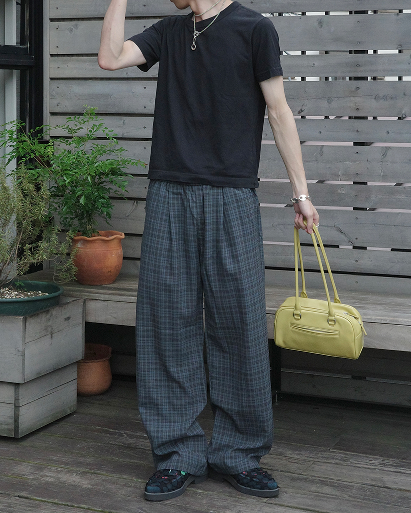 チェックストレスバンディングパンツ