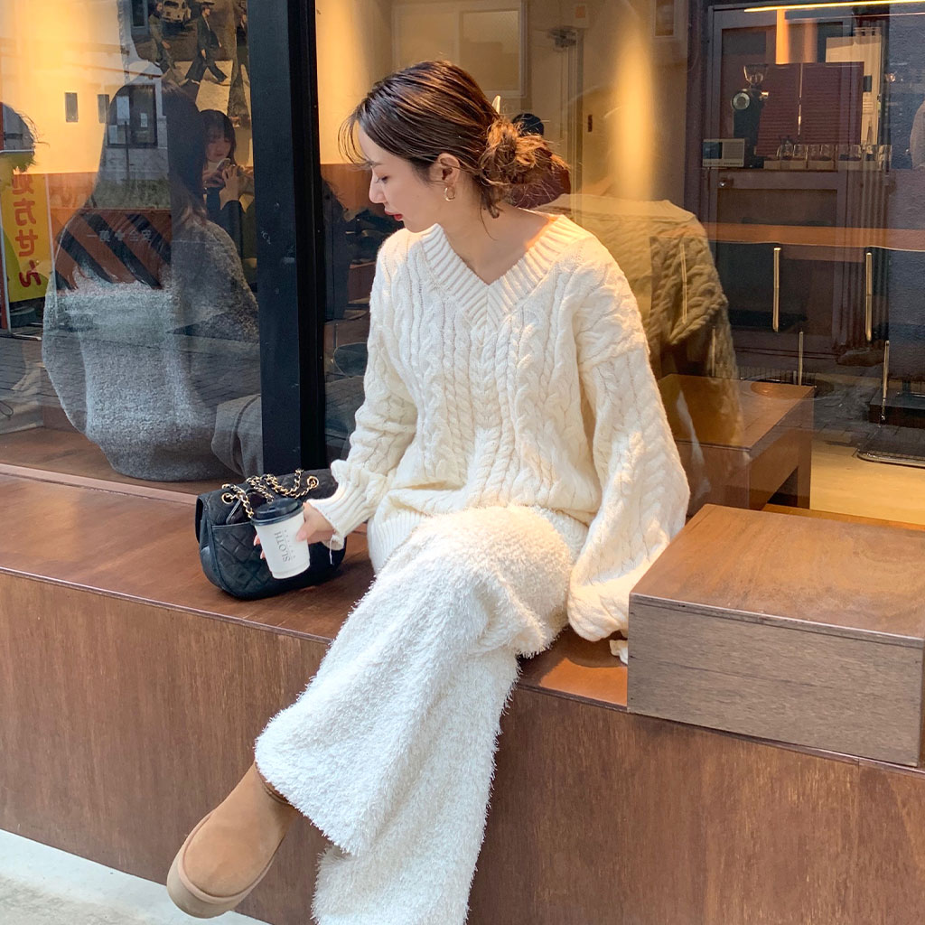 Vネックケーブルニット | ファッション通販サイト NUGU