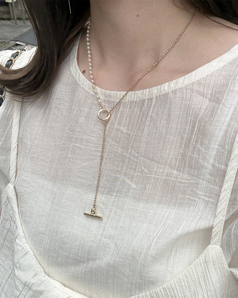 ハーフパールチェーンネックレス