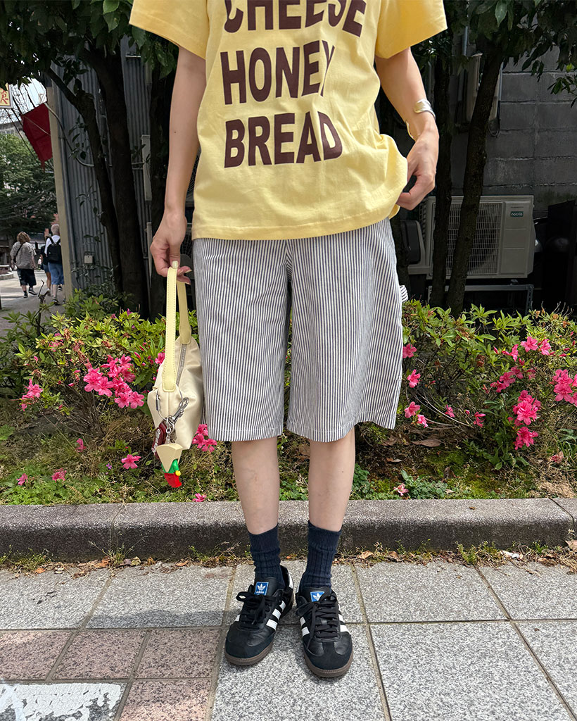 ストライプカーペンダーバミューダパンツ