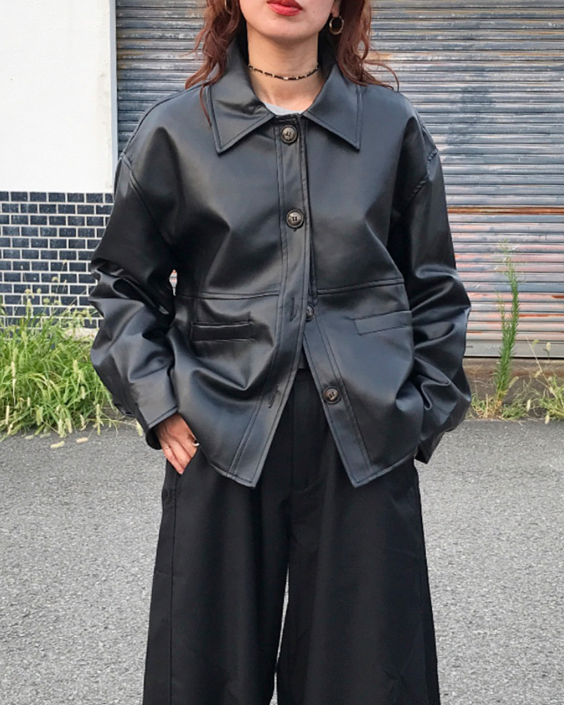 RYO TAKASHIMA 黒 合成皮革 オーバーサイズジャケット RYO TAKASHIMA 黒 合成皮革 オーバーサイズジャケット