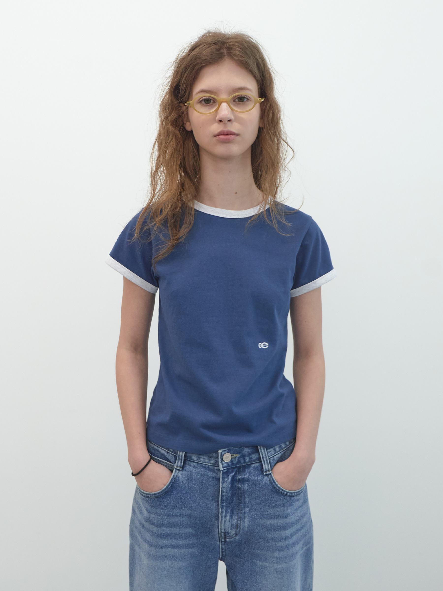 Double Logo Ringer T-shirt (Blue)