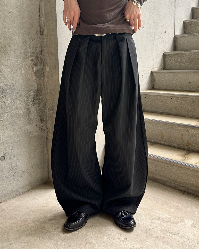 ホックバックルポイントストライプスワイドラックス