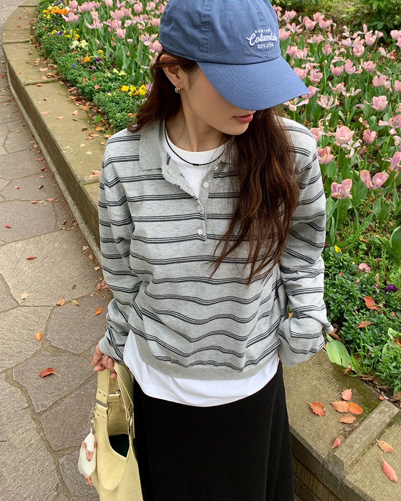 ボーダーニットポロ