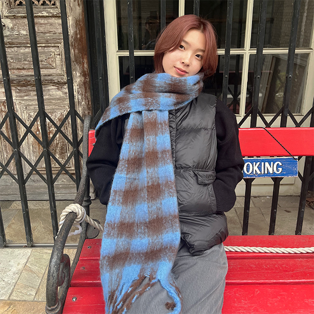 チェック柄ビッグマフラー