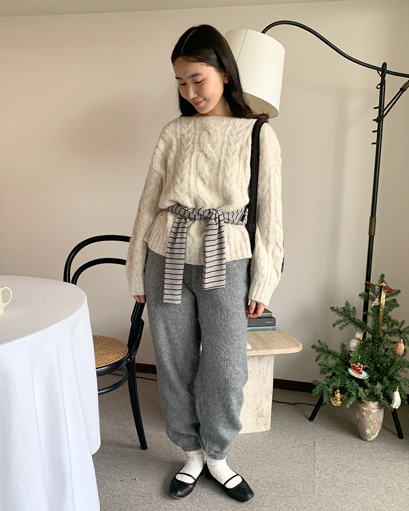 ニット起毛ジョガーパンツ