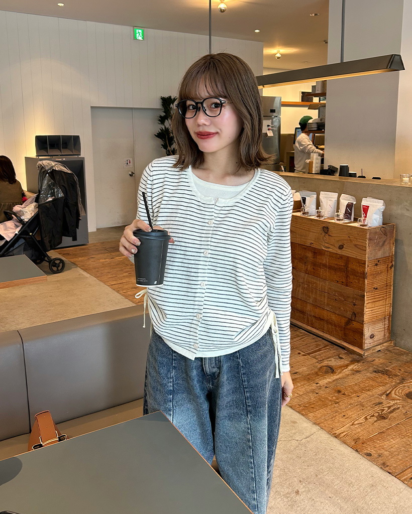 ボーダーレイヤードロングスリーブTシャツ