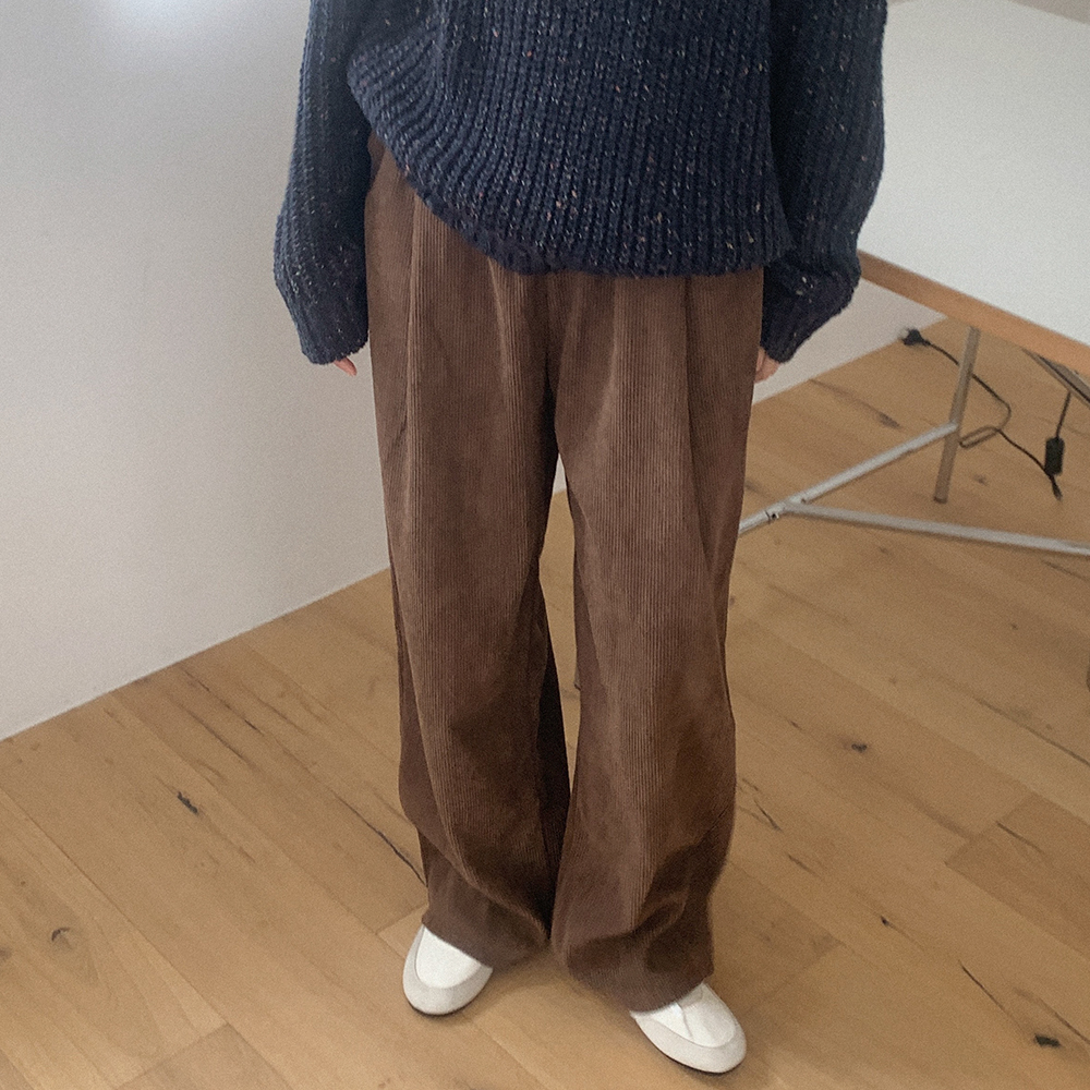 コーデュロイ ワイドパンツ (ウエストゴム)