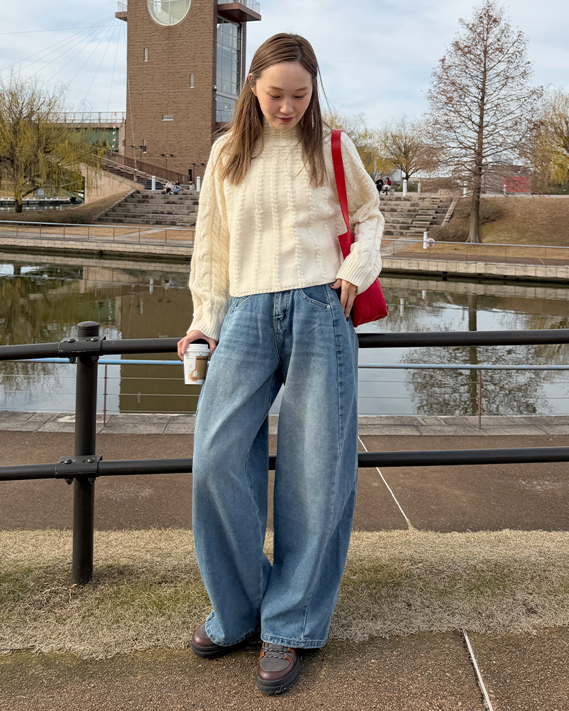 ウォッシュワイドデニムパンツ