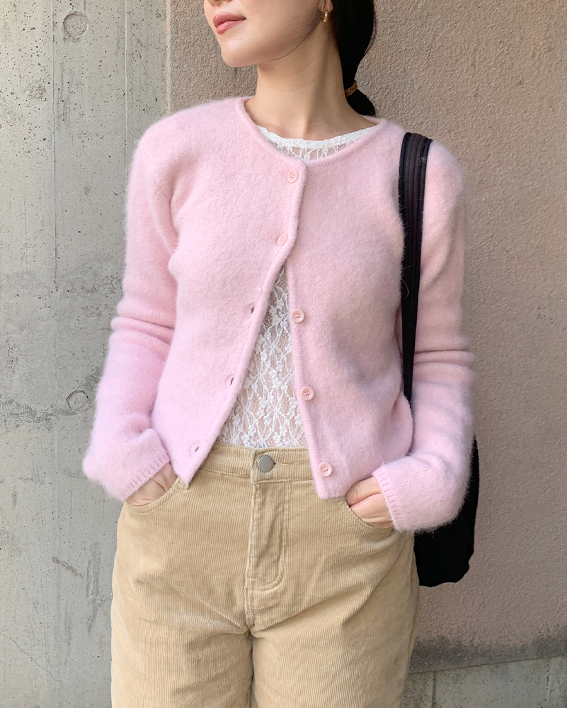 ラウンドカラーボタンカーディガン