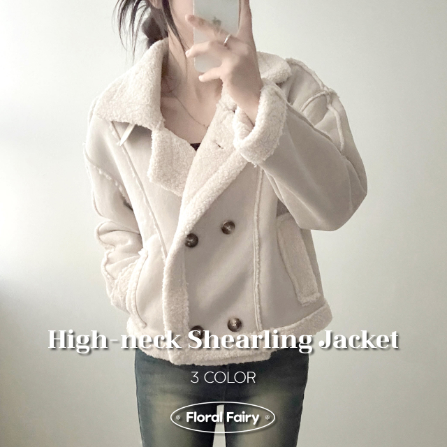 ダブルボタンムートンジャケット