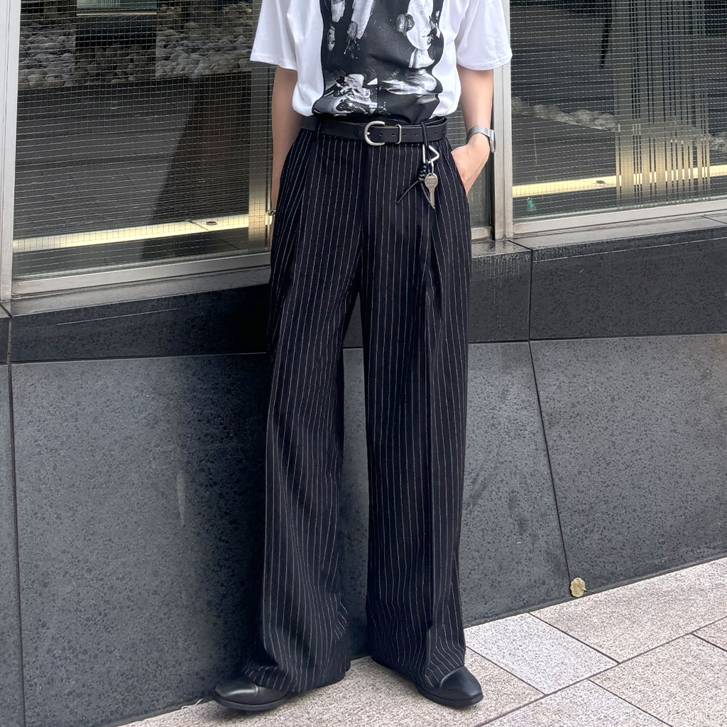 ストライプワイドスラックス