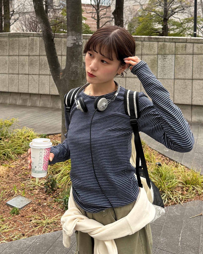 ボーダースリムTシャツ