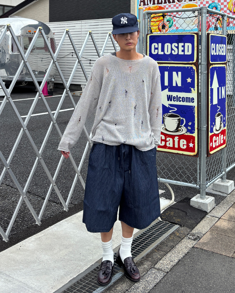 ストライプカーペンターバミューダパンツ | ファッション通販