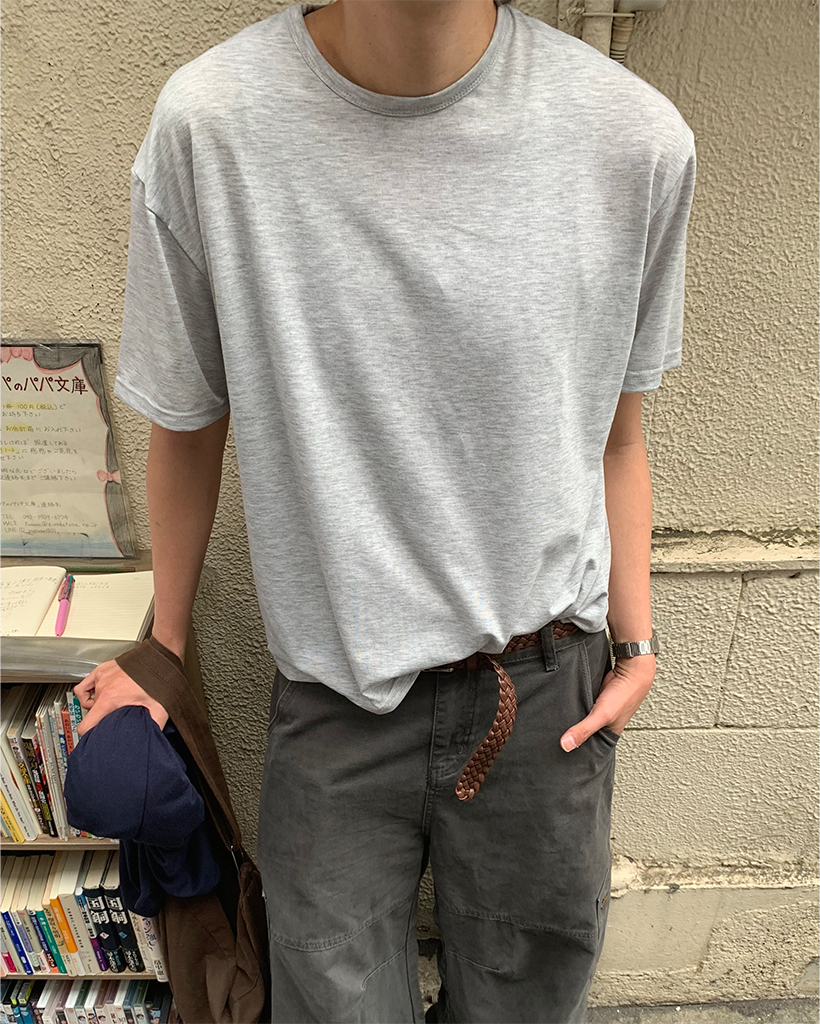 シンプル レイヤード クルーネック 半袖Tシャツ
