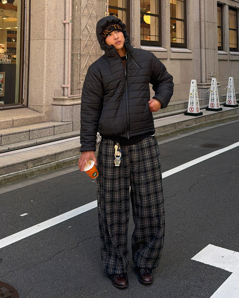 ビッグチェックワイドパンツ