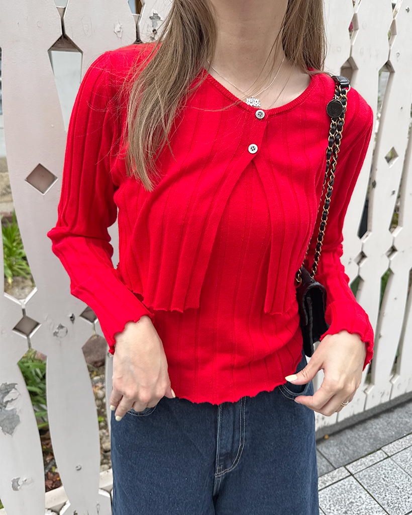 リブキャミ＆カーディガンセット