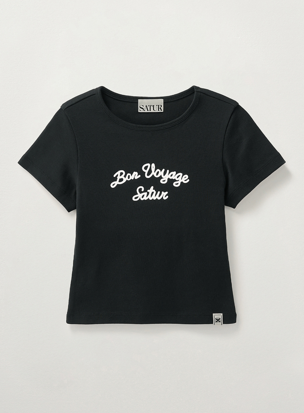 W) Bon Voyage Slim Fit Crop T-Shirt - Navy | ファッション