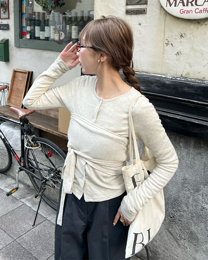 ラップビスチェ付きカーディガンセット