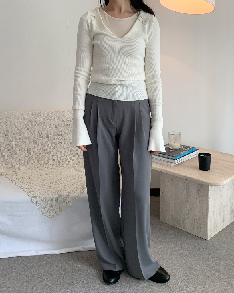 ツータックストレートスラックス