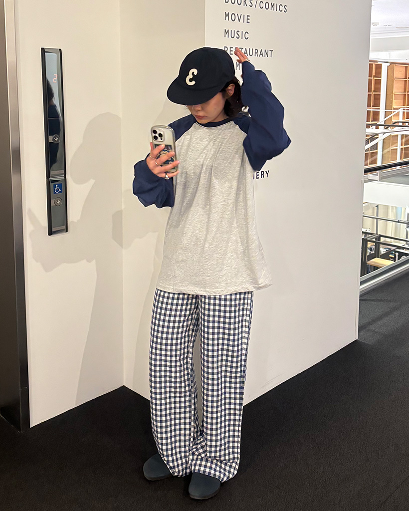 リネンチェックパンツ