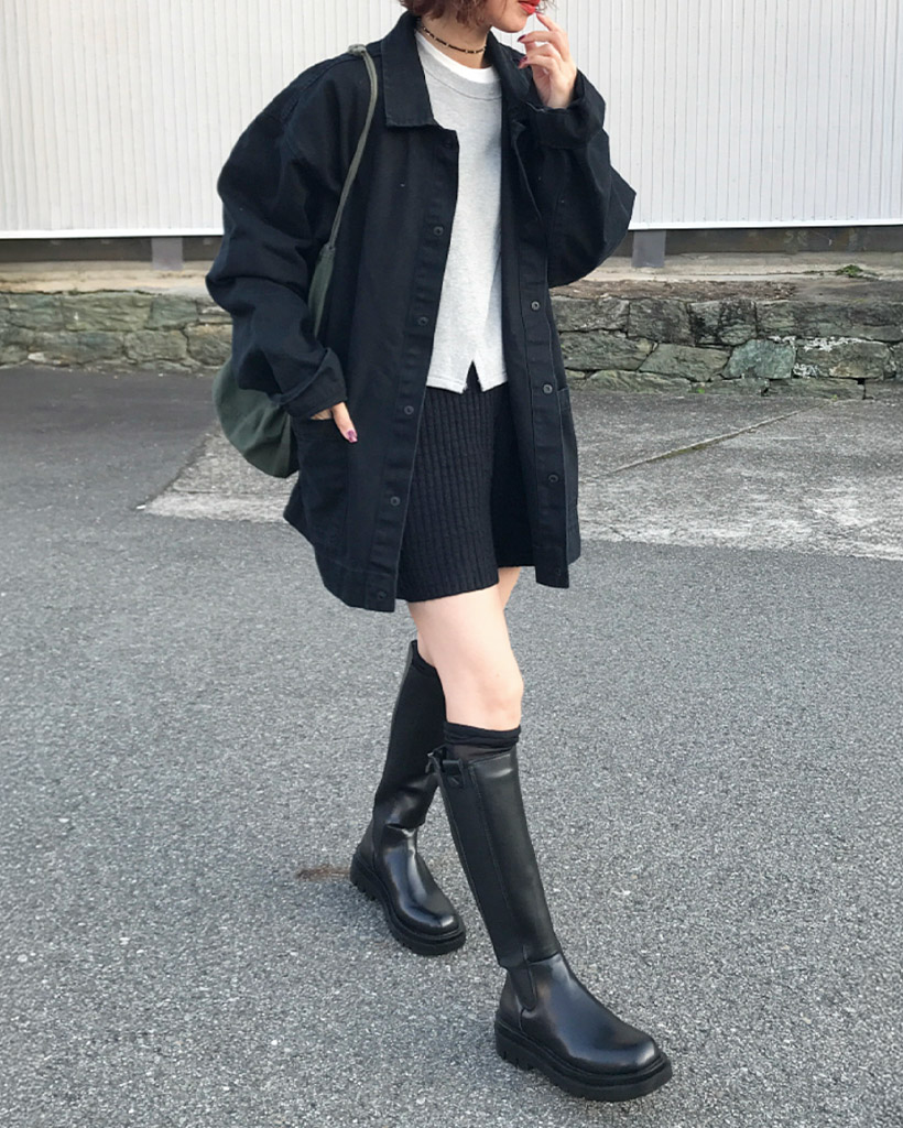 暖かい裏地] フェイクファー襟付きレザージャケット (2color