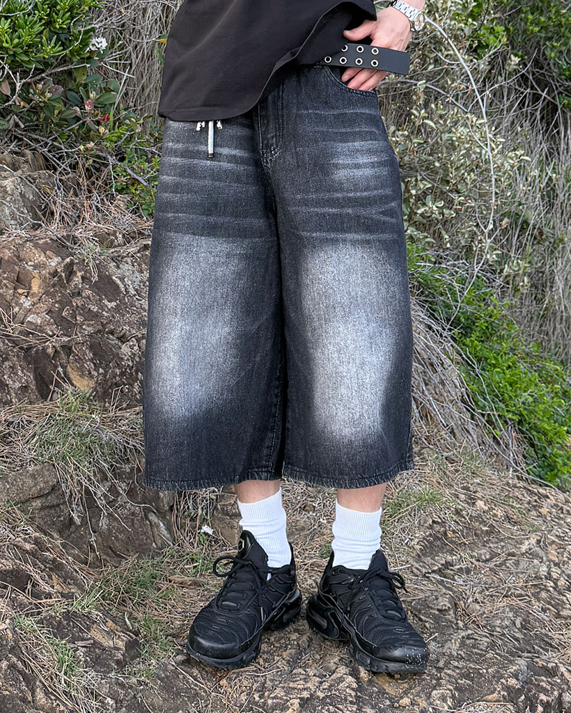 キャットウォッシュデニムバミューダパンツ