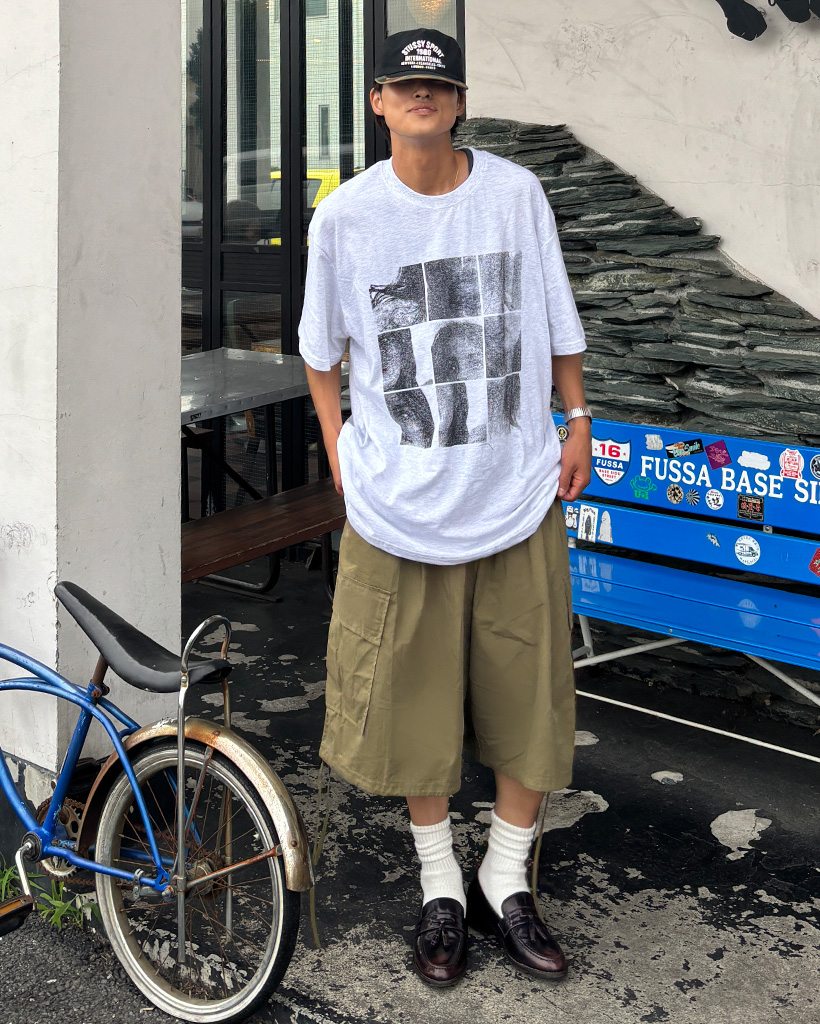 （ユニセックス）ストリングカーゴバミューダパンツ