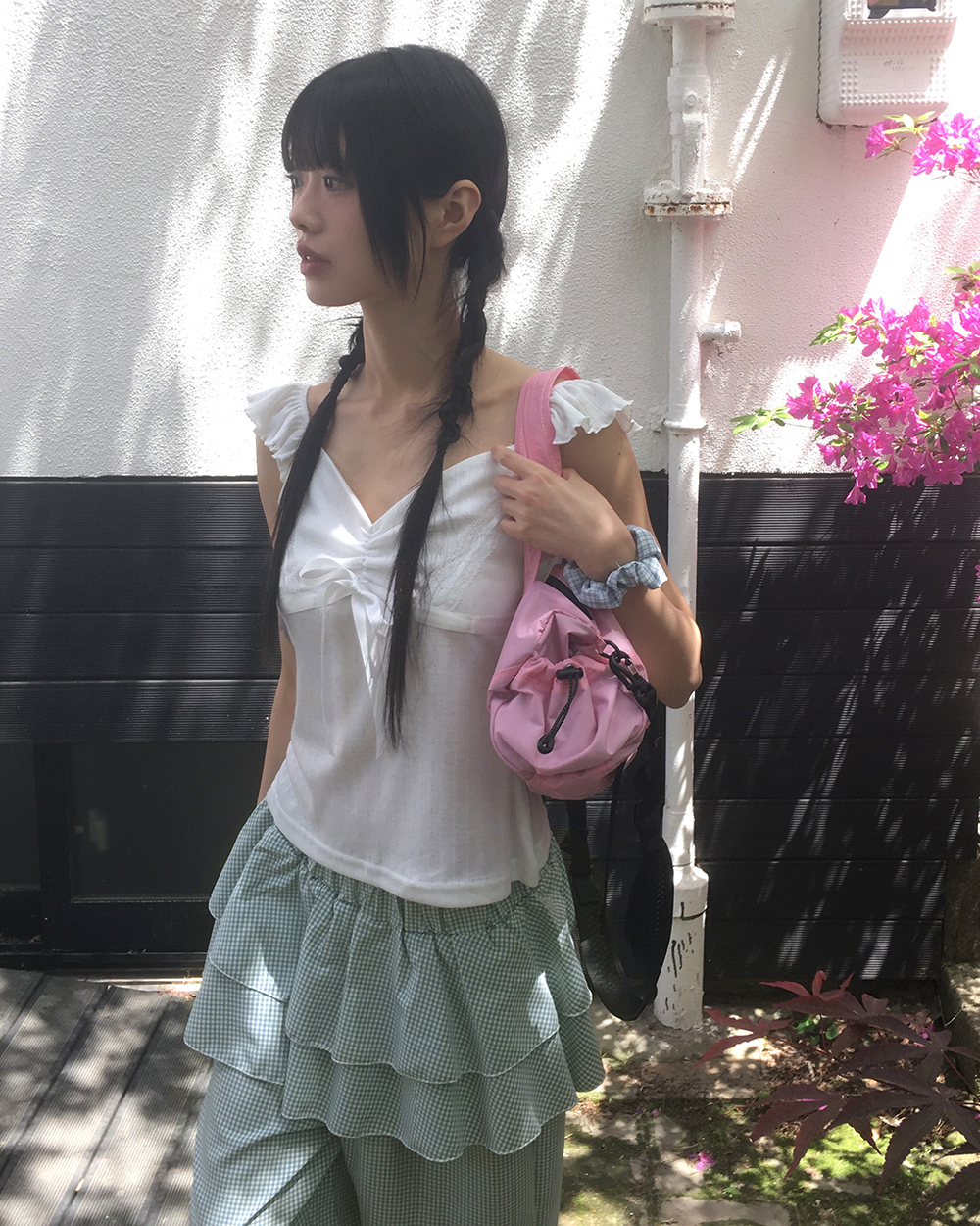 original]チェックティアードレイヤードスカートパンツ