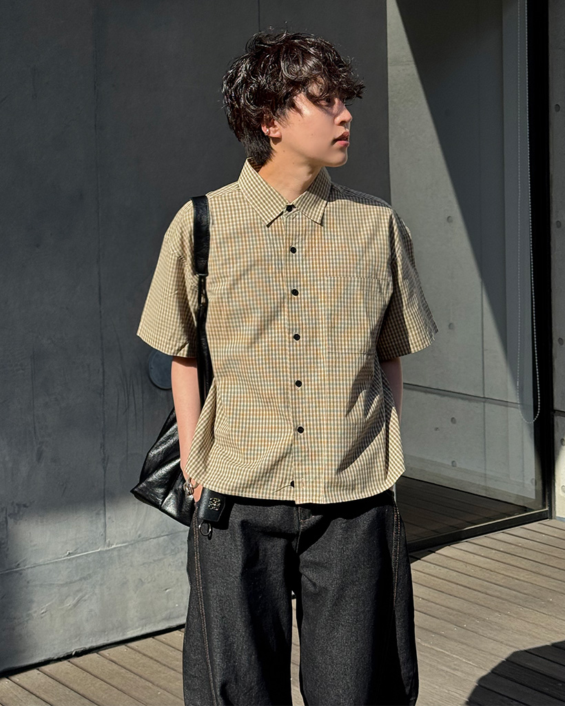 クロップドチェックシャツ