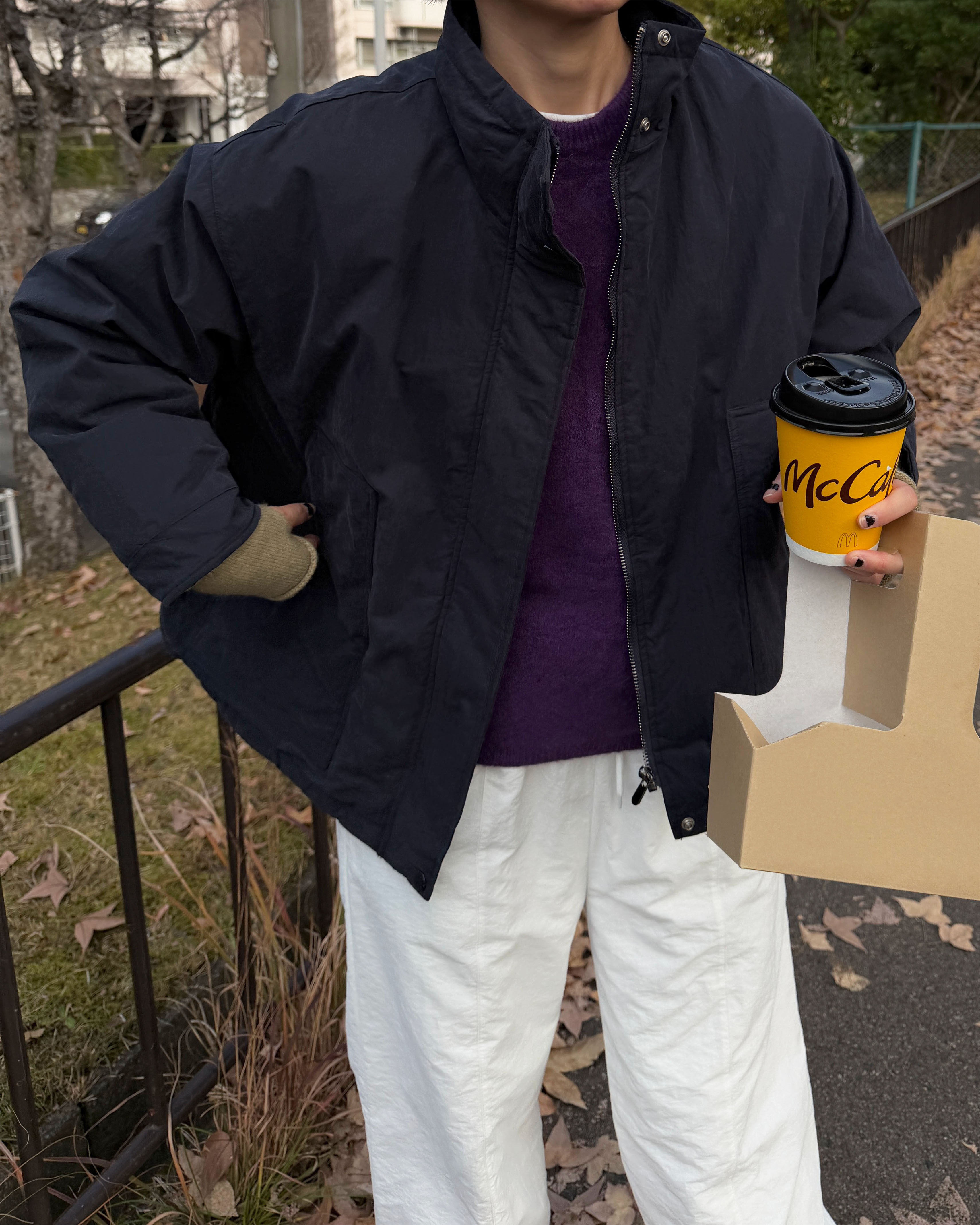 スタンドカラーカジュアルジャンパー