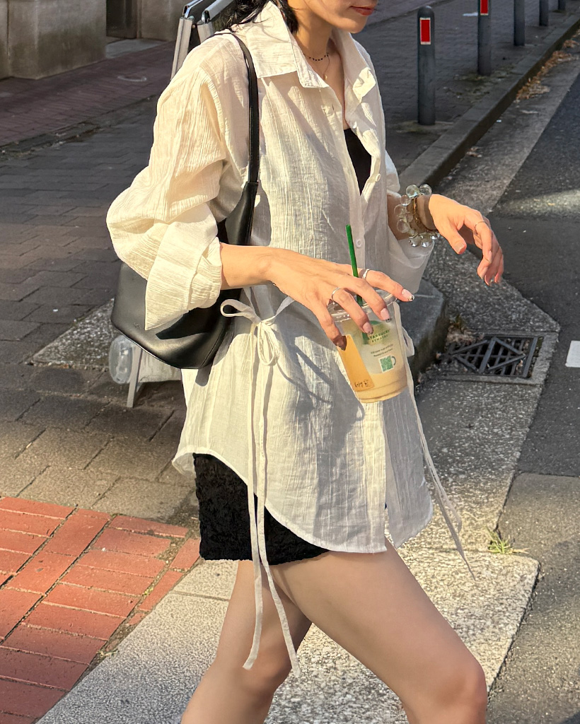 タイリボンオーバーサイズシャツ