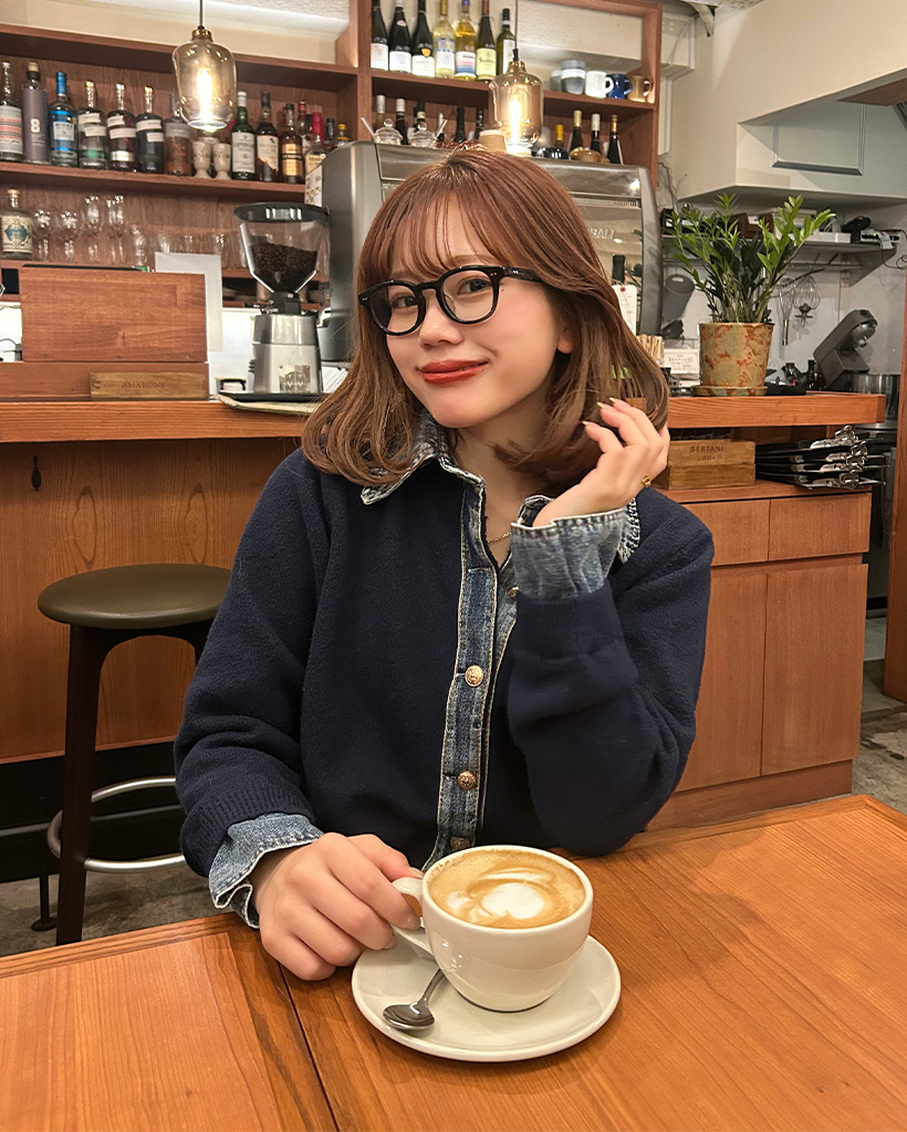 デニムカラーネックニットカーディガン