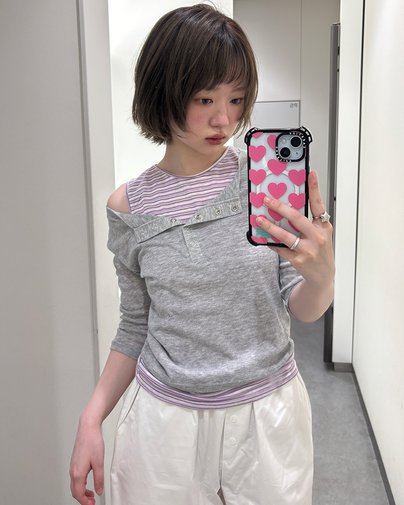 ヘンリネックシアーTシャツ