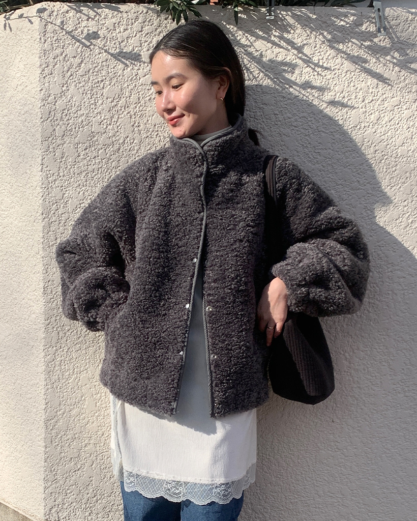 ボアフリース裏地ブルゾン